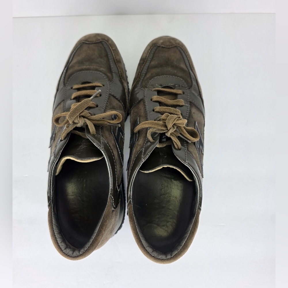 Hogan Interactive Suede Patent Leather Sneakers Womens Almond Toe H Logo  38 1/2 - Picture 12 of 16